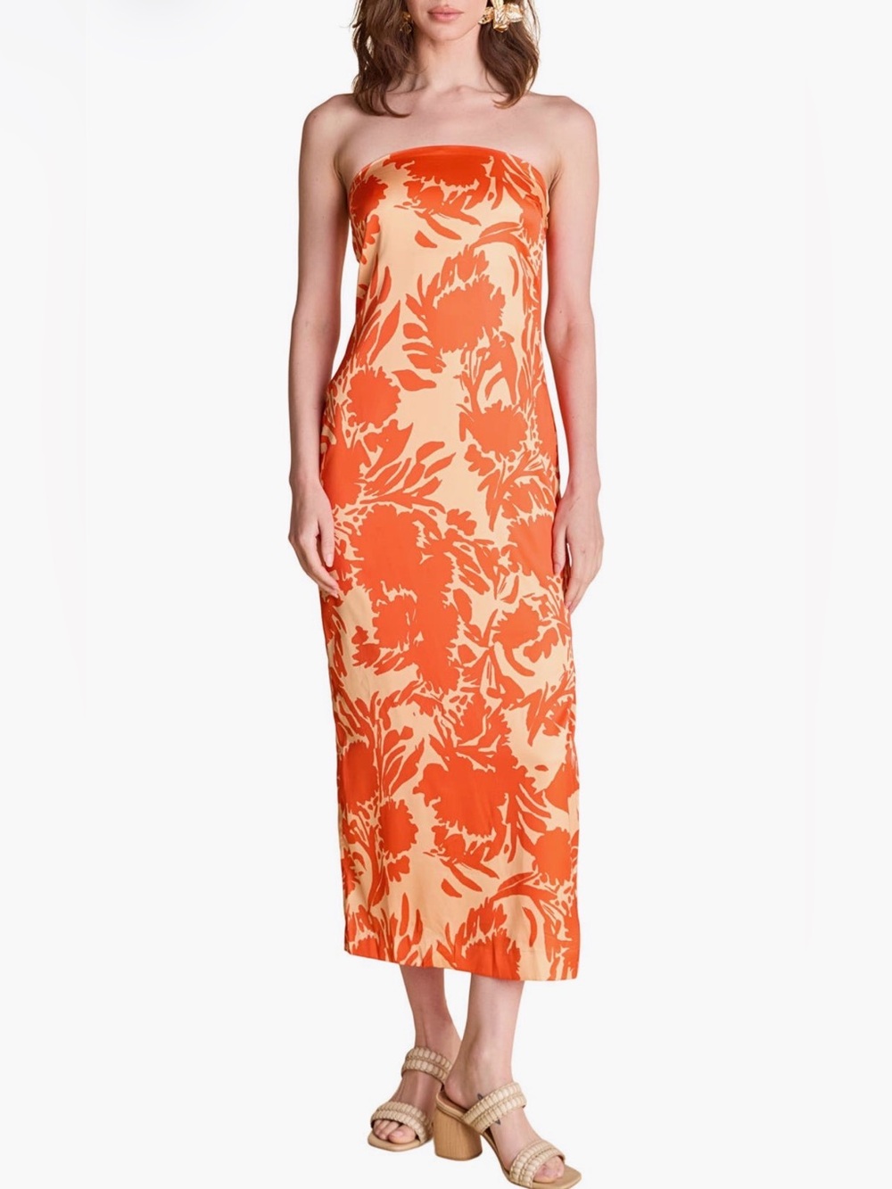 Endless Rose Strapless Orange Floral Dress